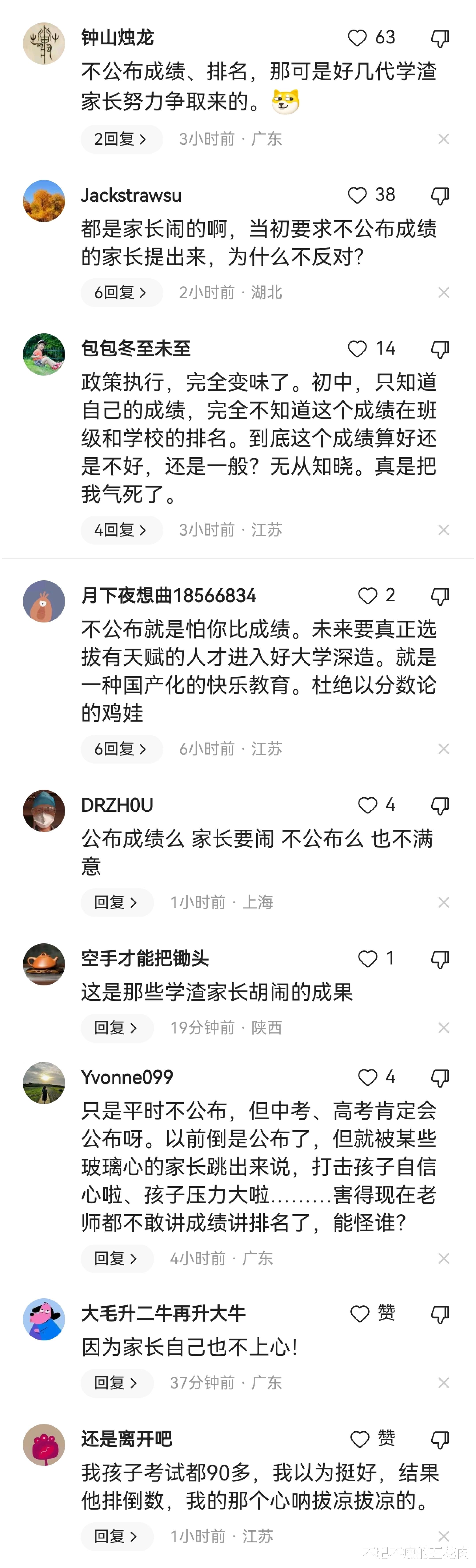 中小学为啥不公布成绩排名? 网友: 这是几代学渣家长努力的结果