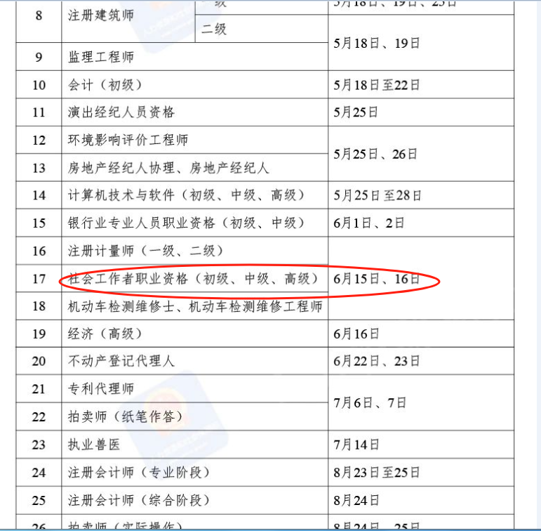 2024年社工考试时间已出炉