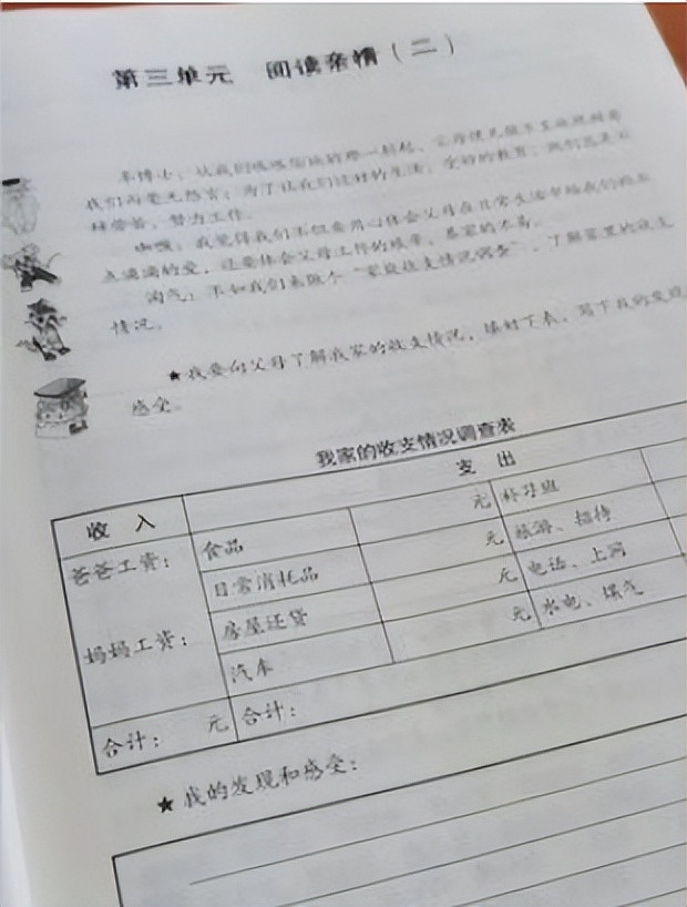 小学生寒假作业要求填写家庭收支