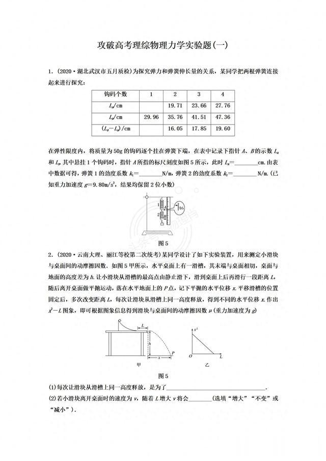 攻破高考理综物理力学实验题