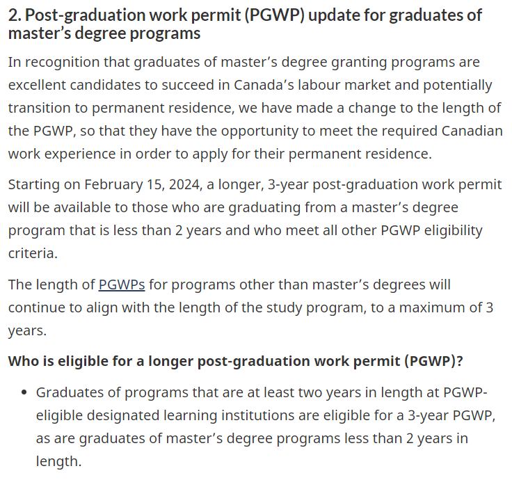 2月15日开始, 加拿大“毕业工签”PGWP全新政策启动!