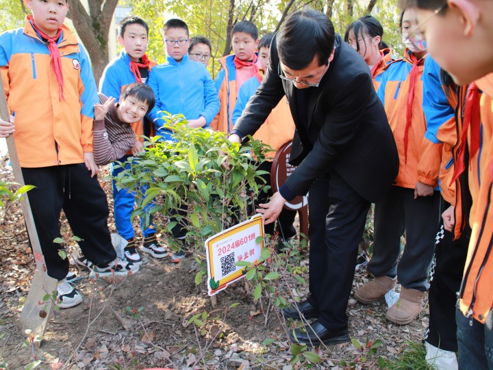 植树节, 杭州小学生植下青绿, 共树未来