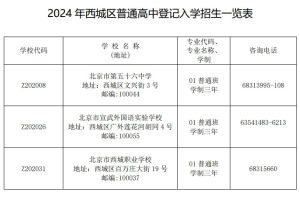 北京西城三校今年参与高中登记入学, 每名学生仅可报名一所学校