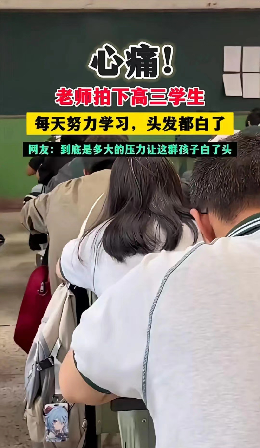 高三学生头发花白, 班主任拍摄的画面让人心疼, 孩子们太难了