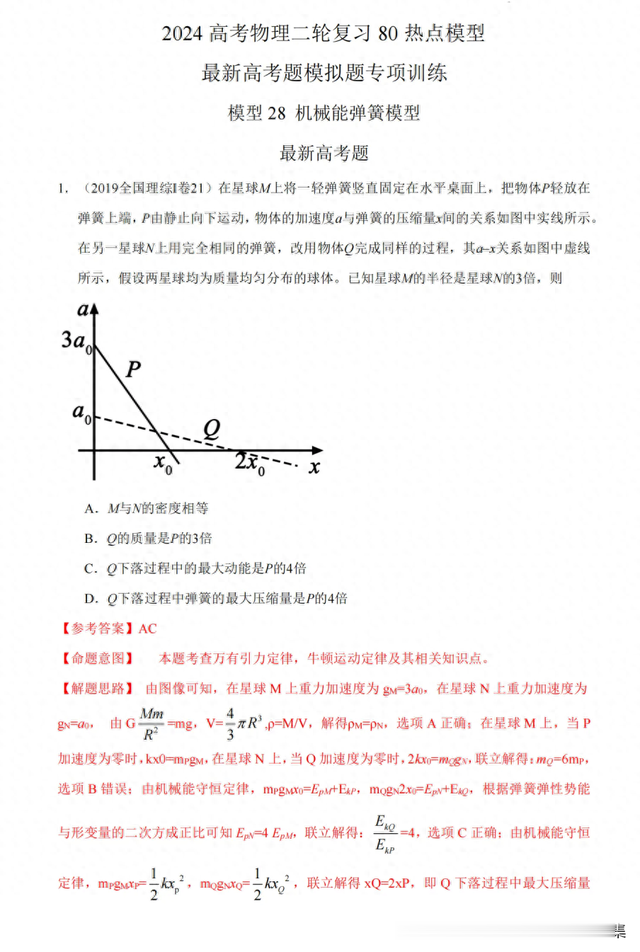 2024年高考物理二轮复习80热点模型训练二十八