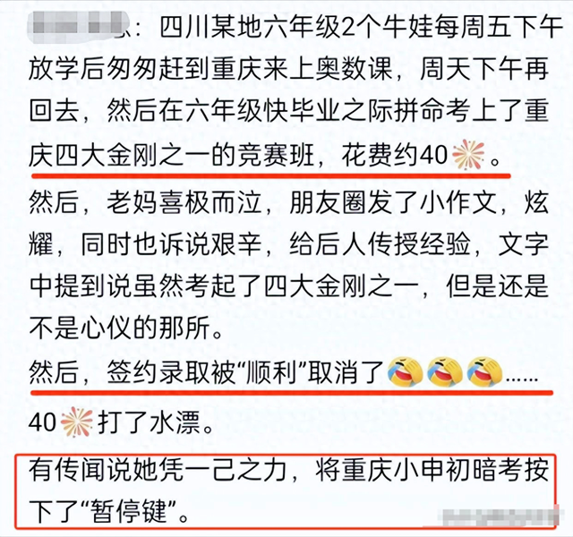 一母亲炫耀两儿子考上重庆尖子校, 被举报取消了资格, 40W打水漂