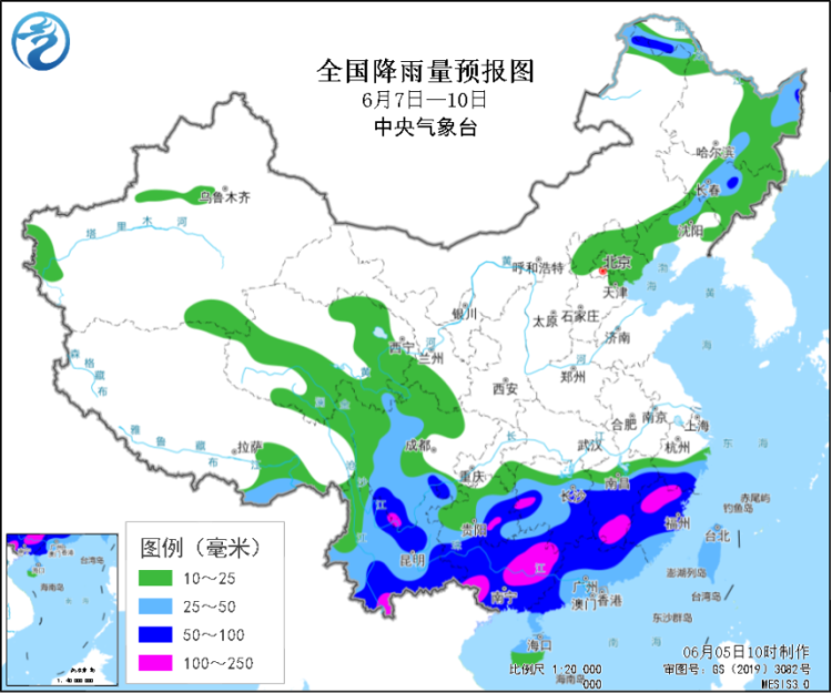 高考和端午假期南方有较强降雨, 北方有对流天气