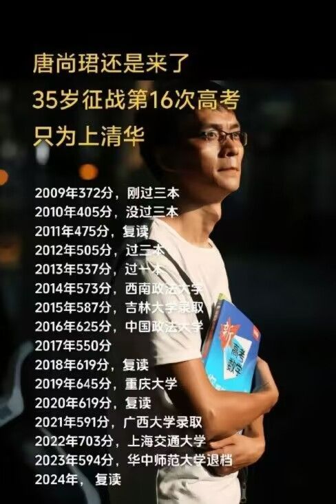 35岁唐尚珺准备征战第16次高考, 只为了一个目标